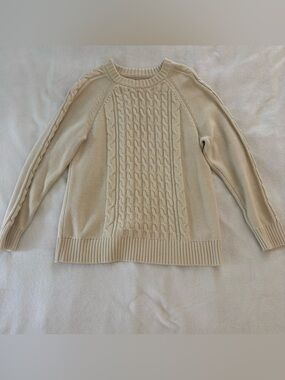 GAP Maternity Cream Cable-Knit Crewneck Sweater